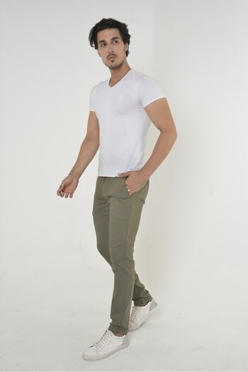 comstar Men's Slim Cotton Classic Khaki Skinny Chino Trousers