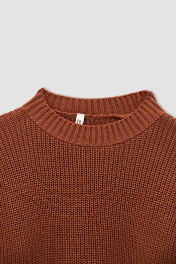 DeFacto Girls' Relax Fit Crew Neck Knitwear Sweater
