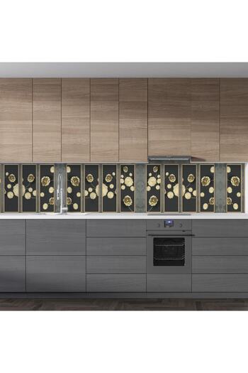 StickerArt Mutfak Tezgah Arası Folyo Fayans Kaplama Folyosu 3d Golden Flower Bordür Motif 60x400 cm