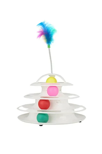Glipet Tower Of Tracks 4 Layers Furry Round Cat Toy 24 X 13 Cm White