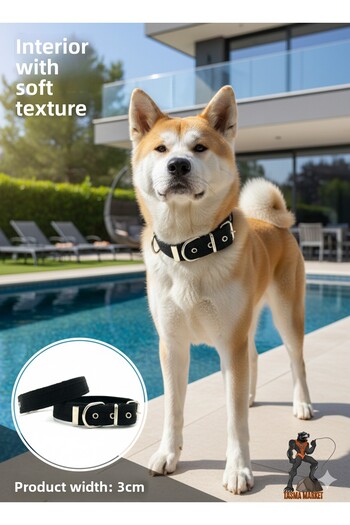 Tasma Market Black Soft Textured Column Dog Collar