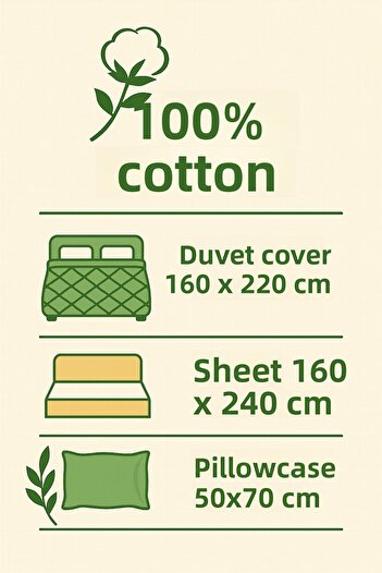 Evimcim 100% Cotton Quilted Single Duvet Cover Set with Blue Pattern (160X220 cm)