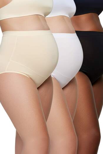 Trendyol Collection Negru-Alb-Piele Chiloți de maternitate tricotați din lycra Hipster din 3 piese THMAW26KU00010