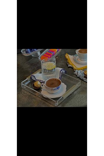 innossa pleksi dekorasyon Flat Handle Matgold Transparent Plexiglass Tray (1 Piece)