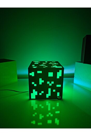 Store Özelleştirilebilir Minecraft Dekoratif Küp Masa Ve Gece Lambası