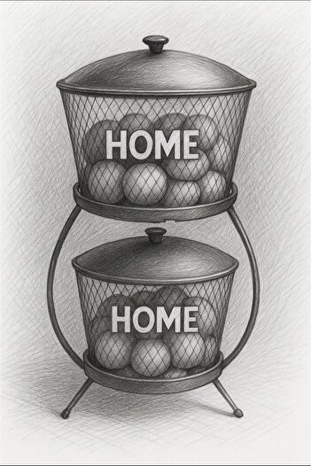 VENON Home Organizer Inci 2 Katlı Metal Sebzelik Patates Soğan Sepeti Siyah Gold Yazılı Lüx Ferfoje