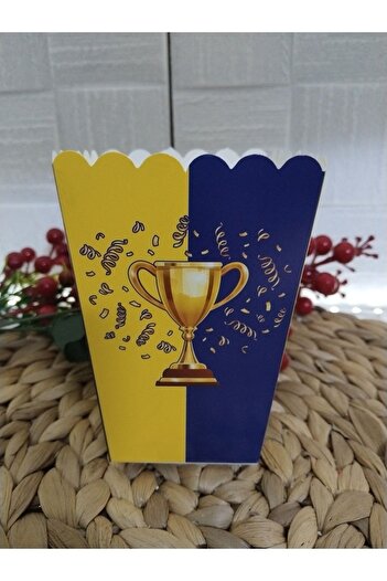 Deniz Party Store Yellow Navy Blue Cardboard Popcorn Corn Chips Box 8 Pieces