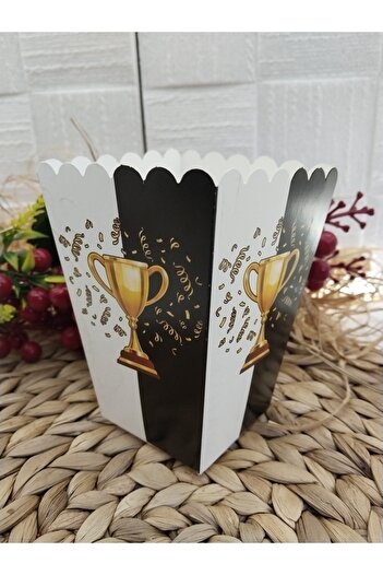Deniz Party Store Black and White Cardboard Popcorn Corn Chips Box 8 Pieces