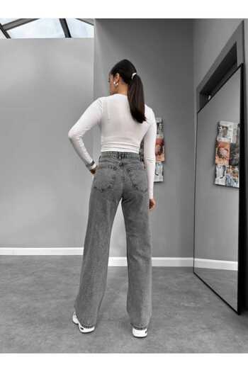 comfort jeans Snow Gray Women's Ema 90's Lycra Super High Waist Loose Jeans Palazzo Pants