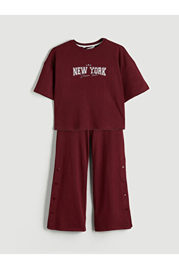 LC Waikiki LCW YoungBordo Bisiklet Yaka New York Baskılı Kadın Pijama Takımı