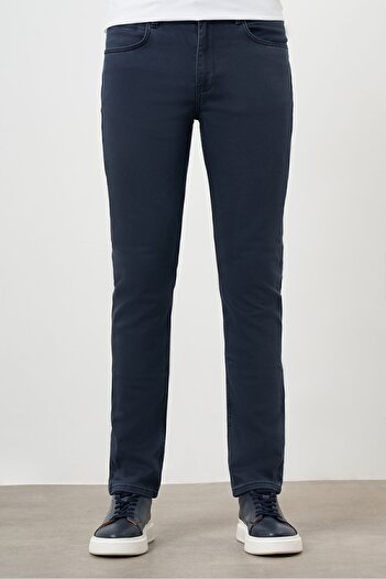Morven Ανδρικό τζιν παντελόνι Navy Blue Seasonal Cotton 5 Pocket Dynamic Fit