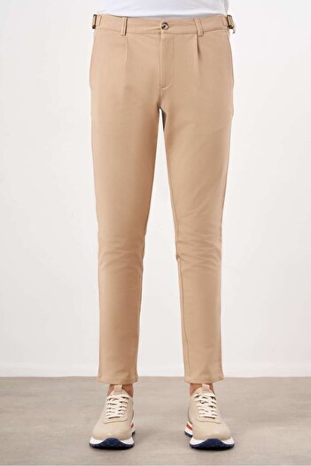 Morven Чоловічі ВІДКРИТІ КАВОВІ Літні штани з плісировкою Slim Fit Chino