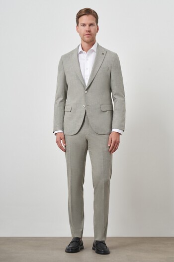Morven Men's Green Trend Polyviscon Slim Fit Pointed Collar Suit