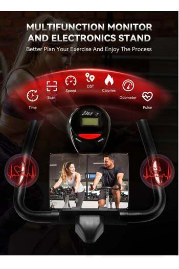 EGG Luxury Home Spinning Bike with LCD, Adjustable Seat & Armrest, Silent Ride, 135kg Capacity