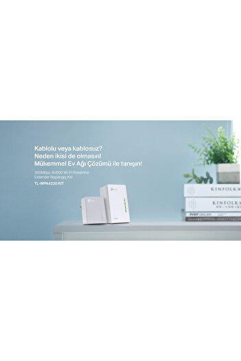 TP-LINK TL-WPA4220 KIT 300MBPS AV600 PRIZ TİPİ POWERLINE GENISLETICI
