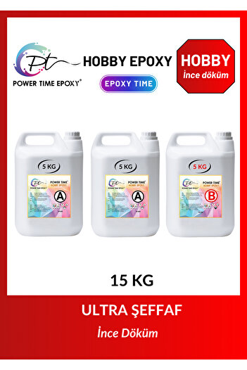 POWER TIME EPOXY 15 Kg Hobby Epoxy/ Ultra Şeffaf Ve Parlak Epoksi Reçine Ince Döküm