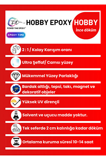 POWER TIME EPOXY 15 Kg Hobby Epoxy/ Ultra Şeffaf Ve Parlak Epoksi Reçine Ince Döküm