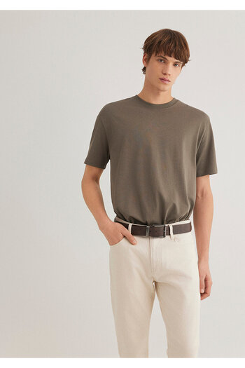 Mavi Brown Basic T-Shirt Loose Fit / Loose Relaxed Cut 066249 -70376