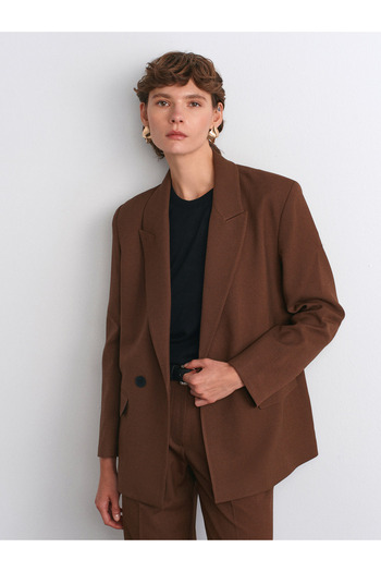 Dilvin 60767 Blazer Jacket-Καφέ