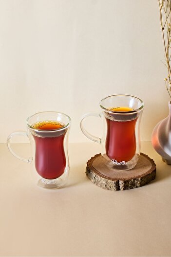Perotti Double Wall 2-Piece Double Walled Tea Cup with Handle 15538