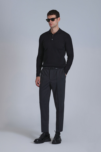 Lufian Antoni Men's Slim Fit Chino Sports Trousers - Anthracite