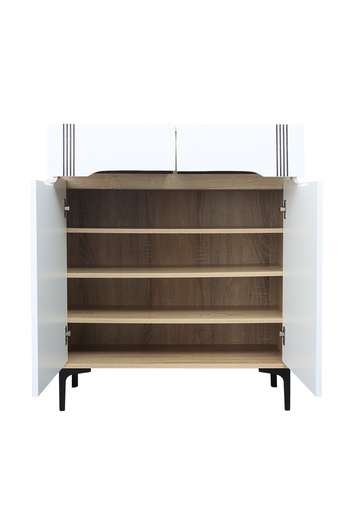 BAITY 2-Door Wooden Shoe Cabinet with 4 Shelves and 2 Drawers - Wooden and White
