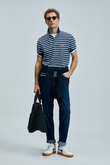Lufian Jon Smart Men's Polo T-Shirt Navy Blue