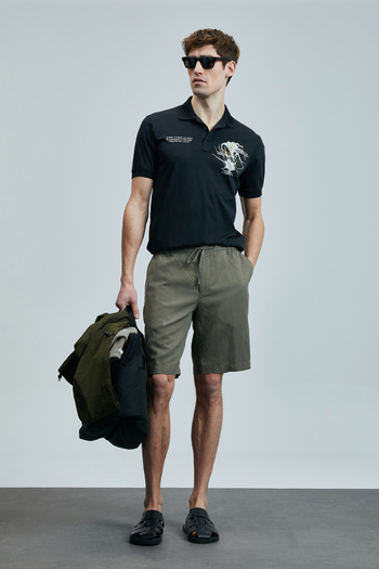 Lufian Bloom Smart Men's Polo T-Shirt Black