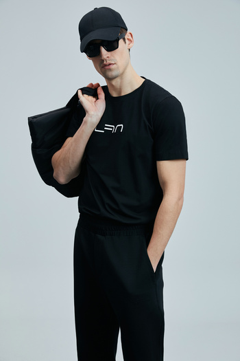 Lufian Blaze Modern Graphic T- Shirt Black