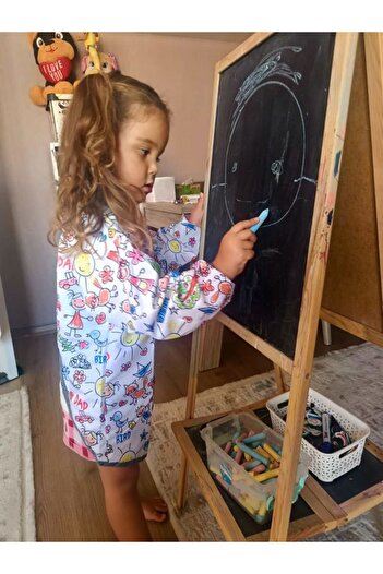 Aşkın Parti Evi 4-7 Years Family Liquid Proof Long Sleeve Kids Activity Painting Apron