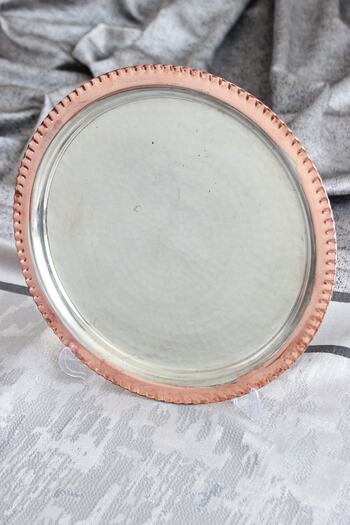 GÜR BAKIR Copper Tray 29cm Tea Coffee Presentation Tray