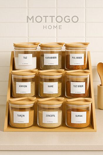 Mottogo Bamboo 3-Layer Folding Spice Rack Stand with Drawer Spice Rack Stand