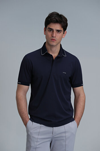 Lufian Ανδρικό μπλουζάκι πόλο Tylor Smart Navy Blue