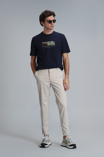 Lufian Tom Smart Men's Chino Trousers Slim Fit Beige
