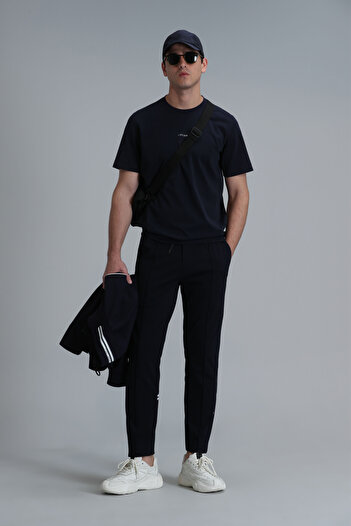 Lufian Antony Modern Graphic T-shirt Navy Blue