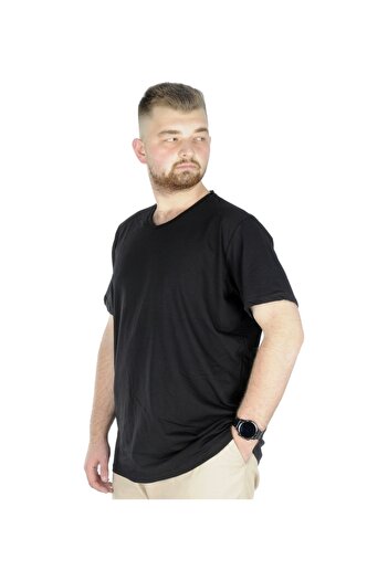 ModeXL Μπλουζάκι Mode Xl Large Size V Neck Lycra 20150 Μαύρο