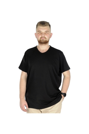 ModeXL Μπλουζάκι Mode Xl Large Size V Neck Lycra 20150 Μαύρο