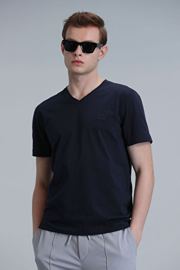 Lufian Μπλουζάκι Tuna Modern Graphic Navy Blue