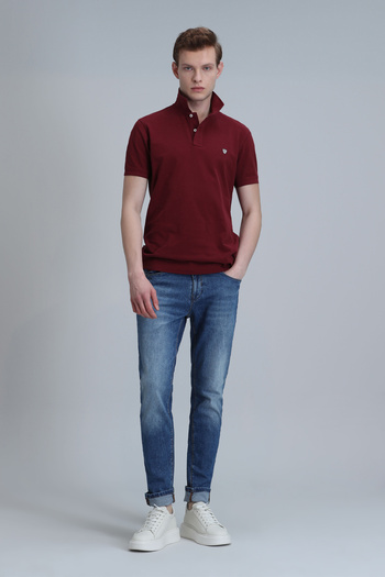 Lufian Ανδρικό μπλουζάκι πόλο Laon Smart Slim Fit Claret Red