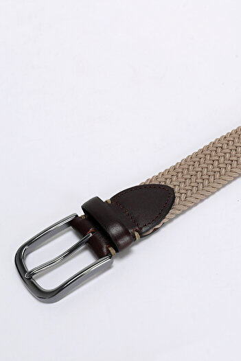 Lufian Karman Men's Knitted Belt Beige