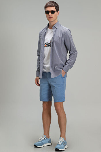 Lufian Zegler Sports Men's Chino Shorts Slim Fit Blue