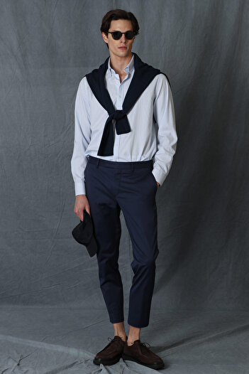 Lufian Ανδρικό παντελόνι Chino Alvi Smart Slim Fit Navy Blue