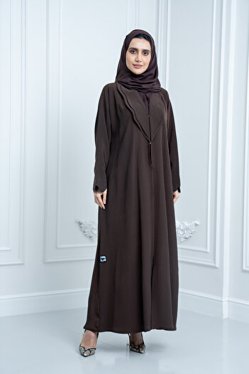 LAVİNİA Lavinia women's abaya, double collar, crepe fabric.