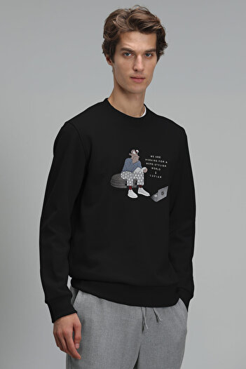 Lufian Donovan Erkek Sweatshirt Siyah