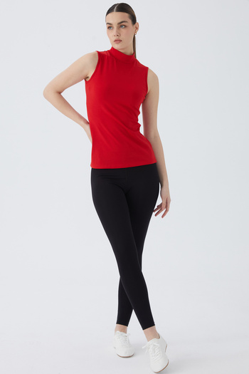 Almila Turtleneck Zero Sleeve Women's Body T-Shirt 2045-Cotton Lycra Fitted Body