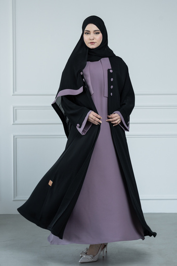 LAVİNİA Lavinia women's abaya, two pieces, half-cloche, Internet fabric with colorful super dew