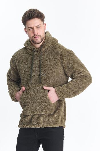 DAMGA JEANS Oversize Hooded Khaki Sweatshirt for Lover