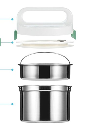 Tantitoni Qıgar, 1300 Ml, Çift Duvarlı, Çift katlı, Çelik, Sızdırmaz, Yemek Taşıma Kabı, Sefer Tası, Food 1094