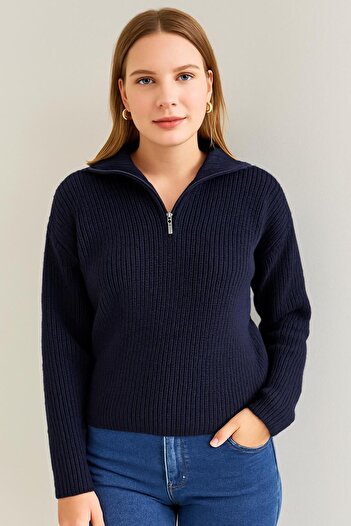 NewCabin New Season Women's Half Zip Rib Knitwear Sweater
