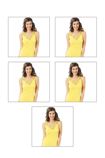 ÖZKAN underwear Özkan 2001 - Pack of 5 Women's Laced Cotton Ribbed Magnolia Tank Top